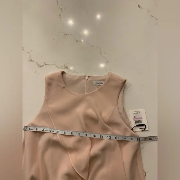 Calvin Klein Chiffon Popover Midi Dress Pale Pink Women’s Size 6 NEW - Picture 7 of 11